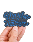 Custom Phrase Patch - Blue on Grey