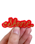 Custom Word Patch - Gold on Red