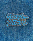 Custom Phrase Patch - Blue on Grey