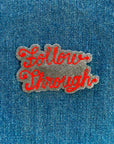 Custom Phrase Patch - Red on Grey