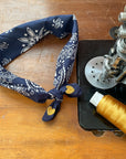 Bandana - Navy - Gold Hearts