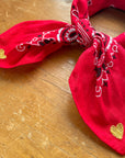Bandana - Red - Gold Hearts