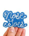 Custom Phrase Patch - White on Blue