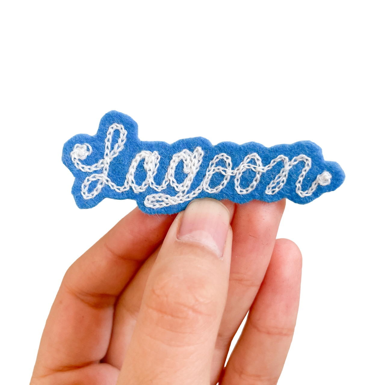 Custom Word Patch - White on Blue – Long Hand