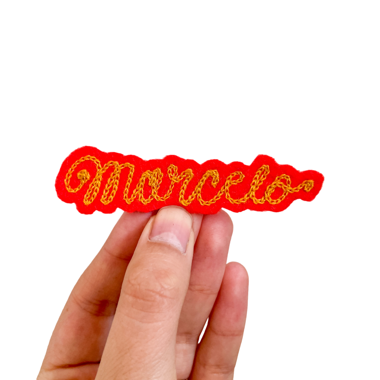 Word Patch Creator Custom Word Patch - Yellow on Red – Long Hand