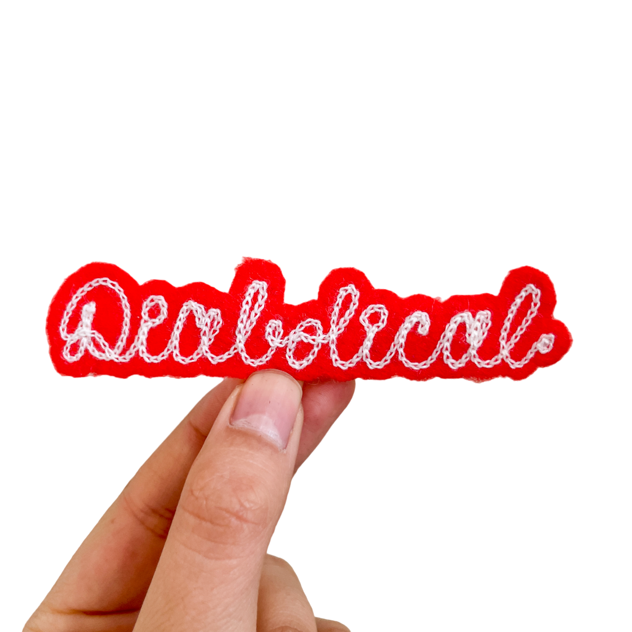 Custom Word Patch - White on Red – Long Hand