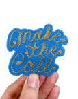 Custom Phrase Patch - Gold on Blue
