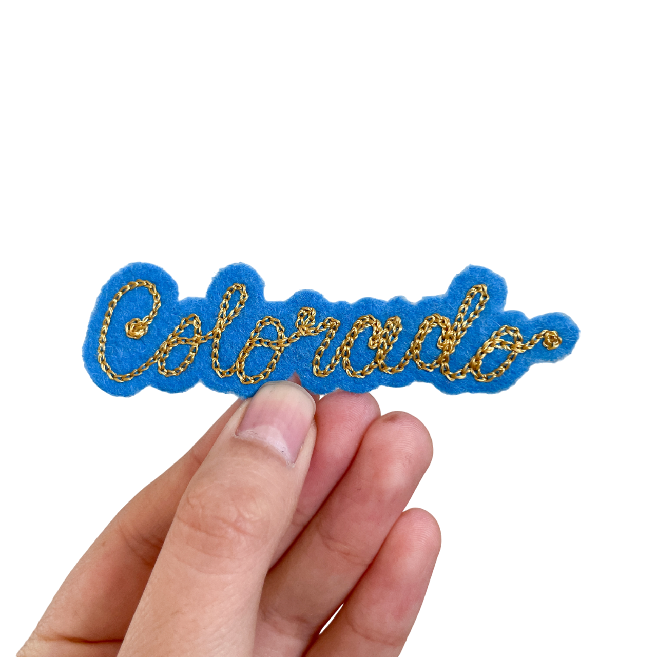 Custom Word Patch - Gold on Blue – Long Hand