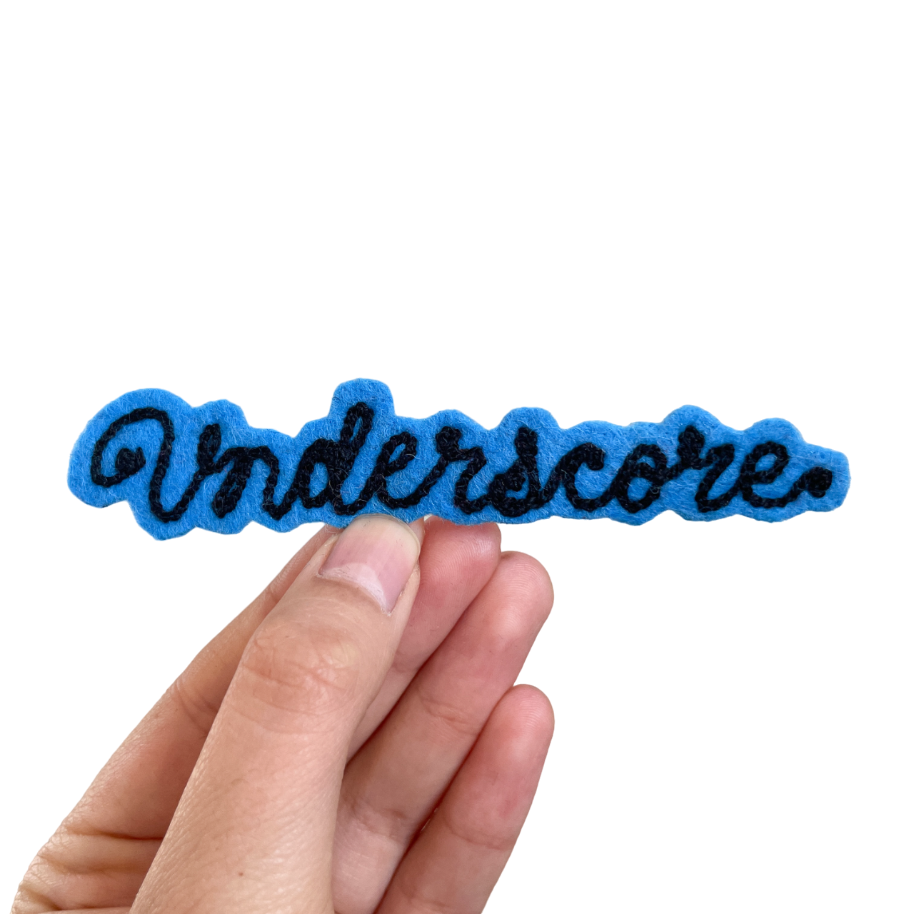 Word Patch Creator Custom Word Patch - Black on Blue – Long Hand
