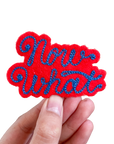 Custom Phrase Patch - Blue on Red