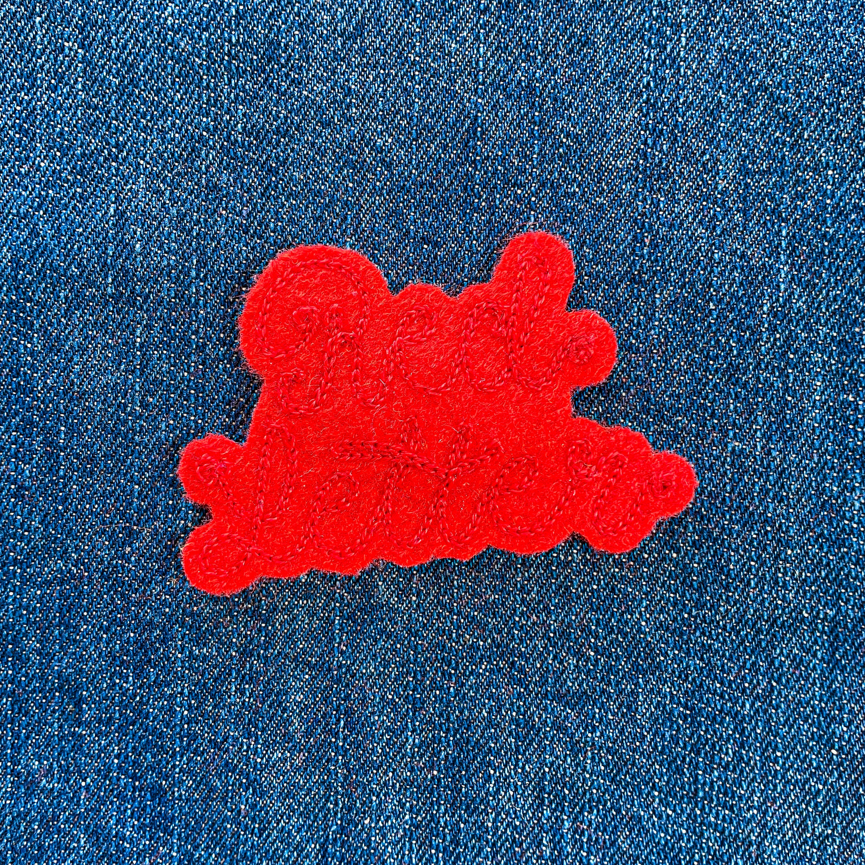 Custom Phrase Patch - Red on Red – Long Hand